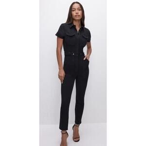 GOOD AMERICAN Fit for Success Stretch Jumpsuit Black Women's Size XL NWT